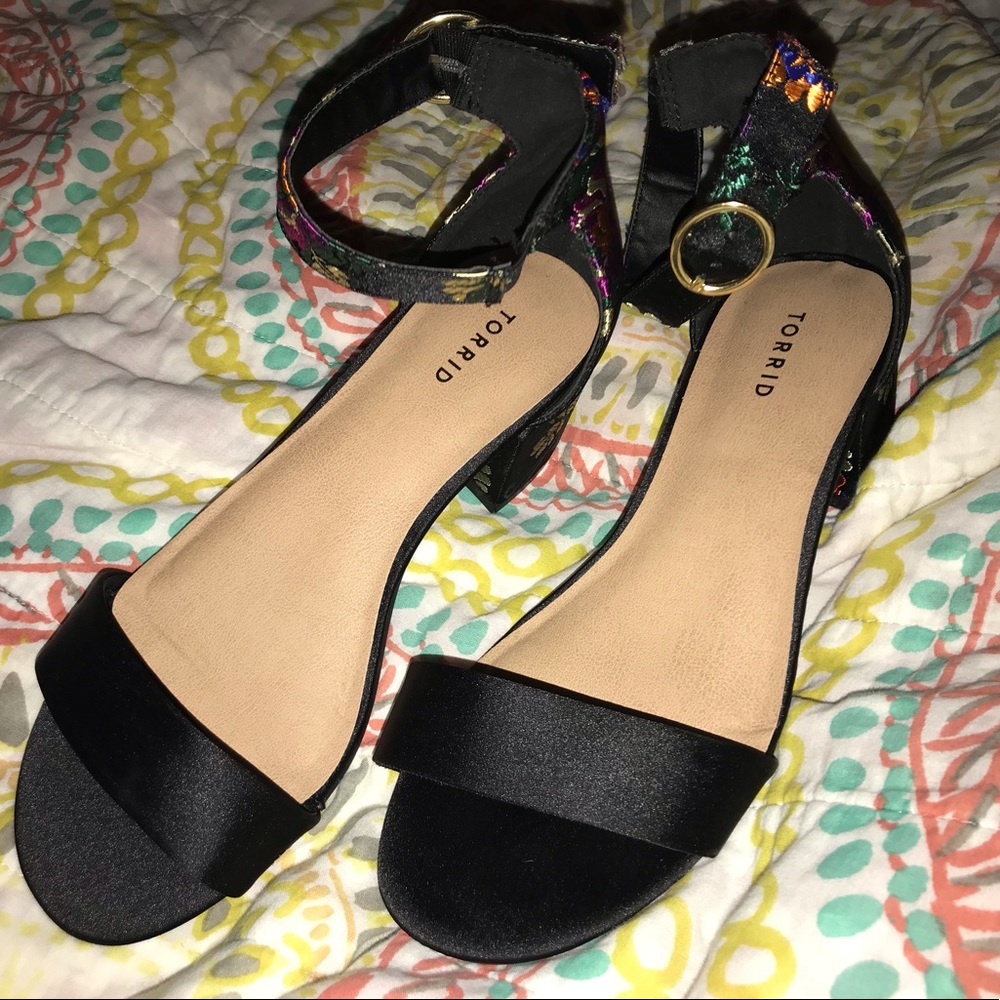Torrid Embroidered Block Heel Sandals